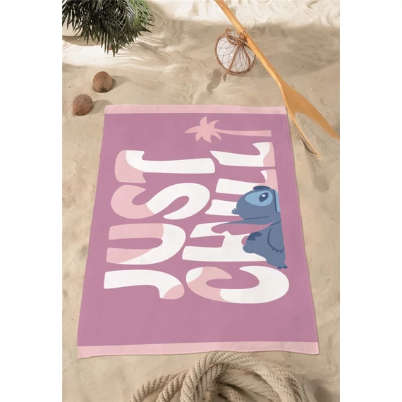 Disney Lilo és Stitch, A csillagkutya Just Chill fürdőlepedő, strand törölköző 70x140cm (Fast Dry)