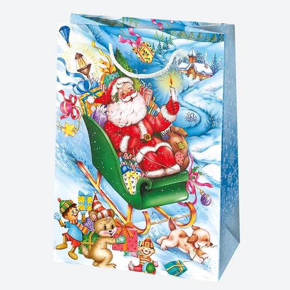 Karácsony Toyland papír ajándéktasak, ajándékzacskó 23x32x11 cm