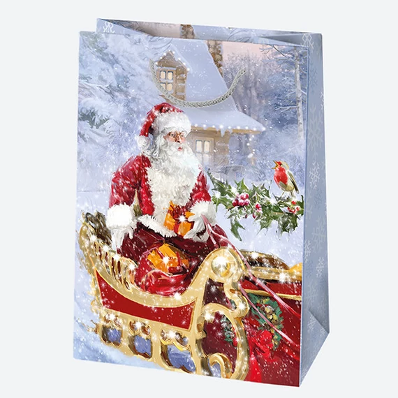 Karácsony Gift Giving papír ajándéktasak, ajándékzacskó 23x32x11 cm