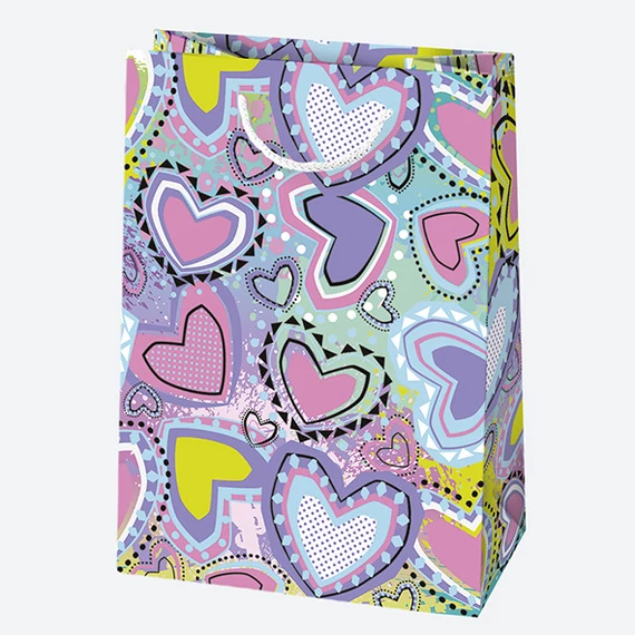 Lányos Colorful papír ajándéktasak, ajándékzacskó 23x32x11 cm