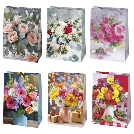 Virág Bouquet papír ajándéktasak, ajándékzacskó 23x32x11 cm