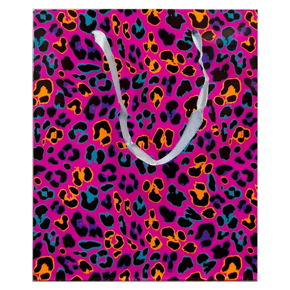 Mintás Neon ajándéktasak, ajándékzacskó 18x10x23 cm