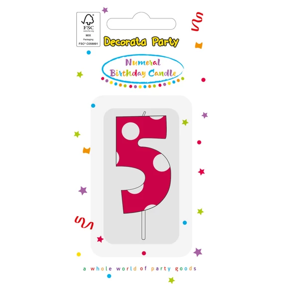 Színes Pink Pattern 5-ös tortagyertya, számgyertya