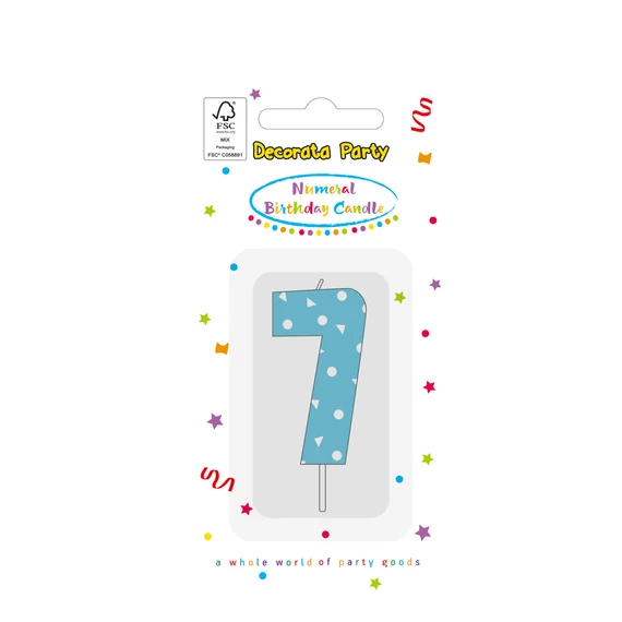 Színes Light Blue 7-es tortagyertya, számgyertya