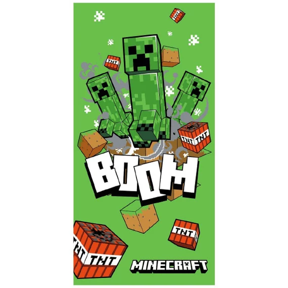 Minecraft Boom Green fürdőlepedő, strand törölköző 70x140cm