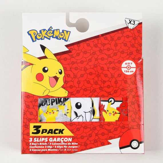 Pokémon Catch ‘Em gyerek fehérnemű, alsó 3 darab/csomag 4 - 10 év / 104 - 140 cm