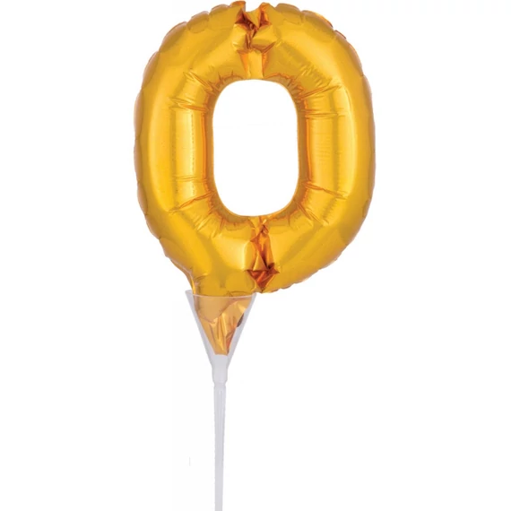 Arany Gold 0-ás szám fólia lufi tortára 15 cm