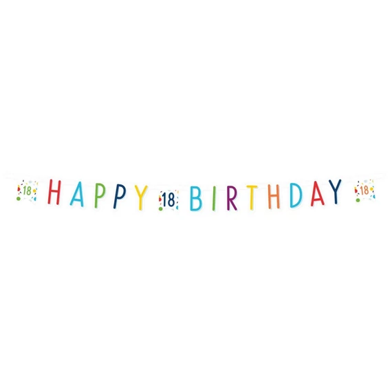 Konfettis Colorful Happy Birthday 18 felirat 180 cm
