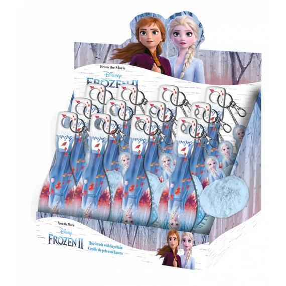 Disney Jégvarázs Elsa mini hajkefe pompom dísszel
