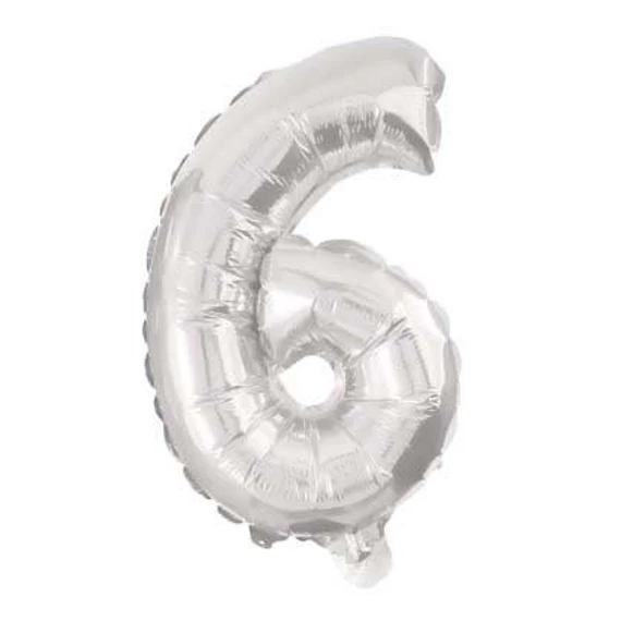 Óriás 6-os Silver szám fólia lufi 85 cm