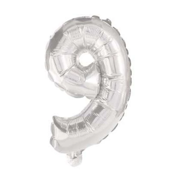 Óriás 9-es Silver szám fólia lufi 85 cm