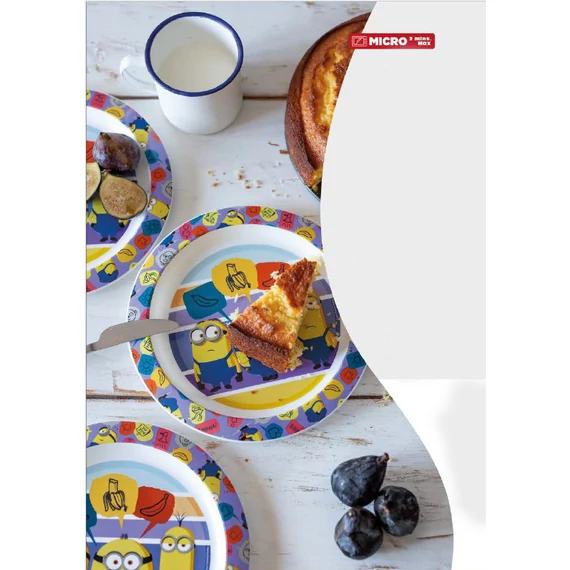 Minyonok Striped étkészlet, micro műanyag szett, pohárral 260 ml