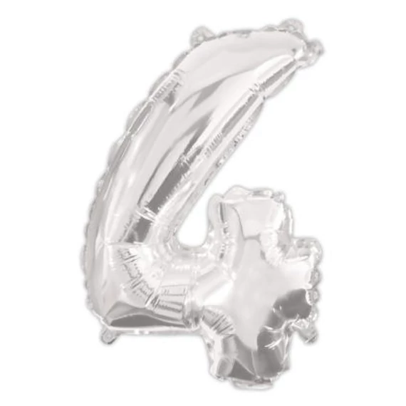 Ezüst Silver 4-es szám fólia lufi 95 cm