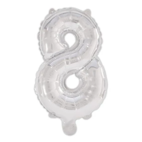 Ezüst Silver 8-as szám fólia lufi 95 cm