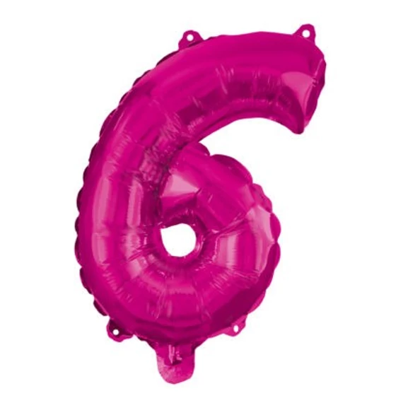 Rózsaszín Hot Pink 6-os szám fólia lufi 95 cm