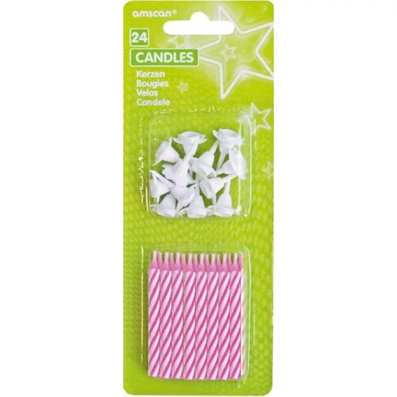 Pink spirál tortagyertya, gyertya szett 24 db-os