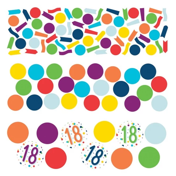 Színes Colorful Happy Birthday 18 konfetti