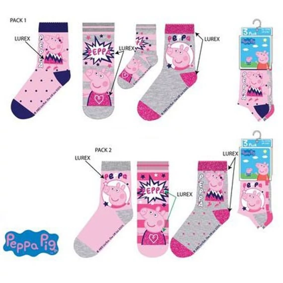 Peppa malac Sparkle Steps gyerek zokni  23-34