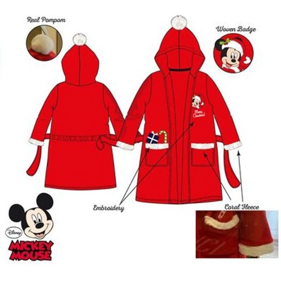 Disney Mickey Red Karácsonyi gyerek köntös 3 - 8 év / 98 - 128 cm