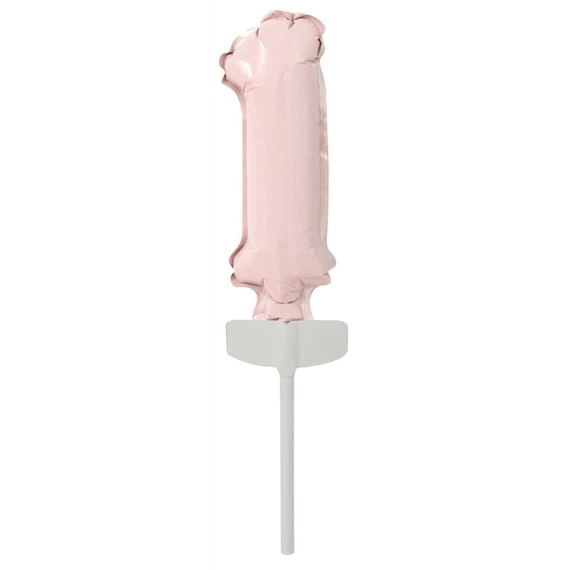 Rózsaszín Pastel 1-es szám fólia lufi tortára 13 cm