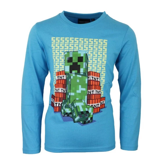 Minecraft Block Blaster sötétben világító gyerek hosszú ujjú póló, felső 6 - 12 év / 116 - 152 cm