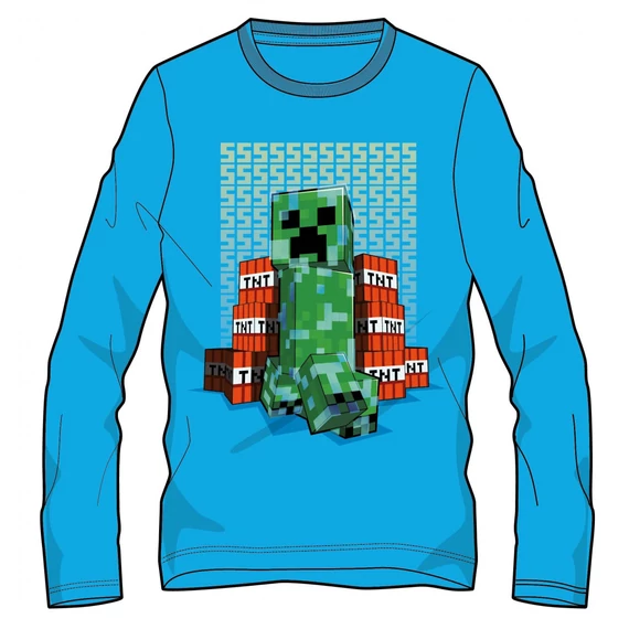Minecraft Block Blaster sötétben világító gyerek hosszú ujjú póló, felső 6 - 12 év / 116 - 152 cm