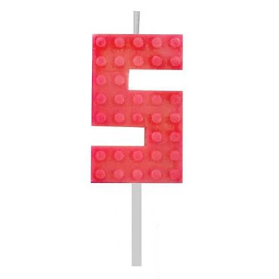 Építőkocka 5-ös Red Blocks tortagyertya, számgyertya