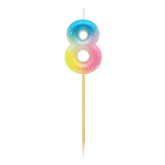 Színes mini 8-as Pastel Ombre számgyertya, tortagyertya