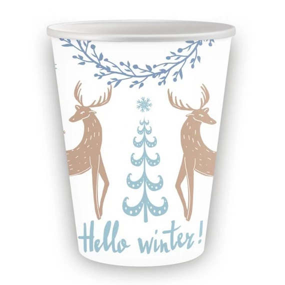 Karácsonyi Hello Winter White papír pohár 6 db-os 250 ml