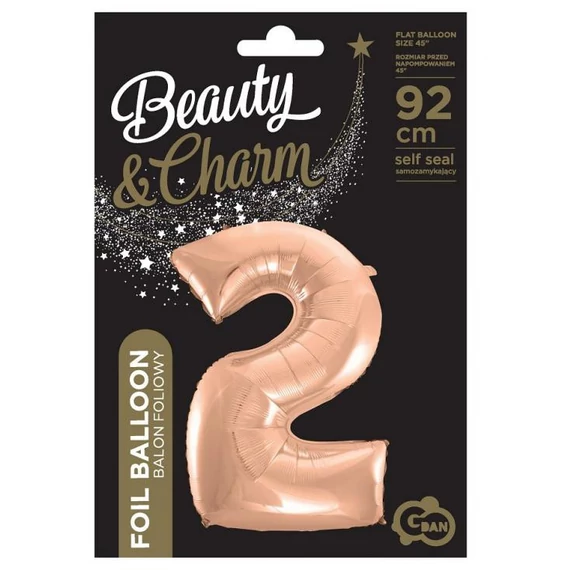 Rose Gold 2-es szám fólia lufi 92 cm