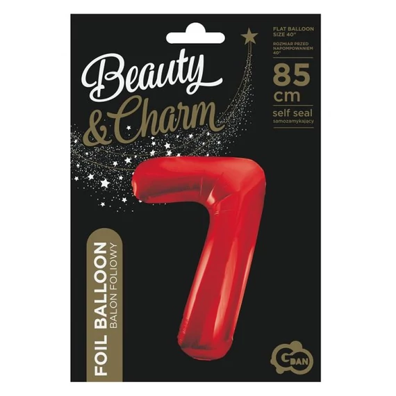 Piros 7-es Red szám fólia lufi 85 cm