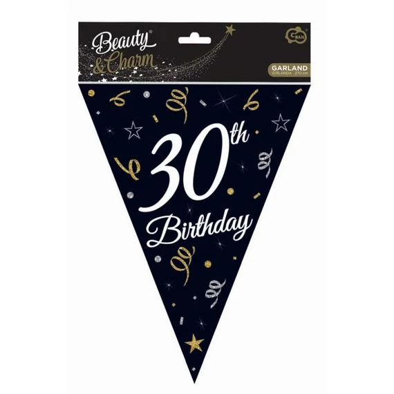 Happy Birthday 30 B&C zászlófüzér 270 cm