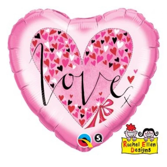 Szerelem Hearts Pink fólia lufi 46 cm