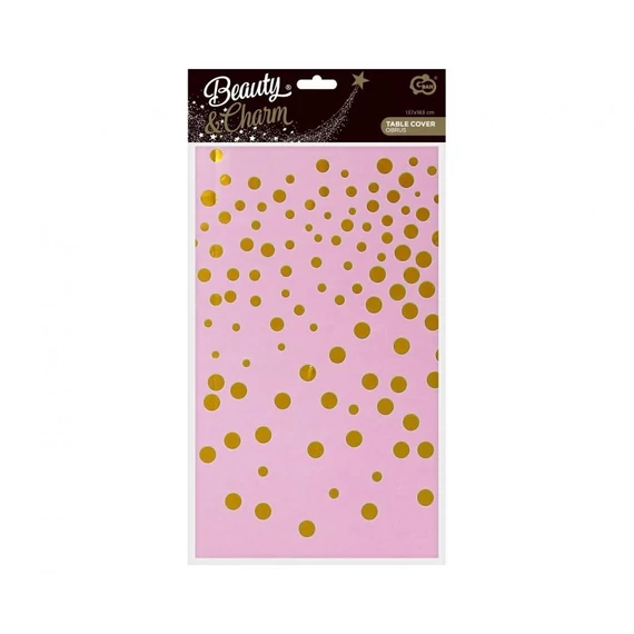 Rózsaszín B&C Gold Dots fólia asztalterítő 137x183 cm