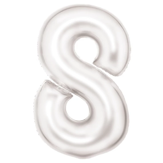Fehér Lustre White 8-as szám fólia lufi 86 cm