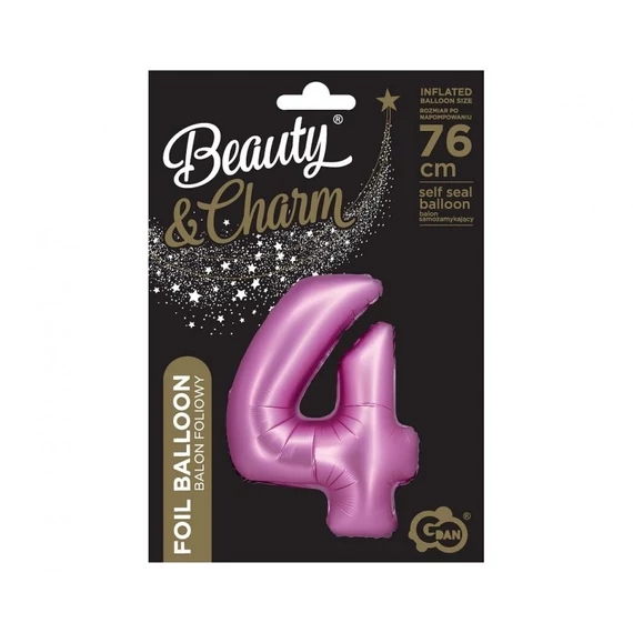Rózsaszín Satin Pink 4-es szám fólia lufi 76 cm