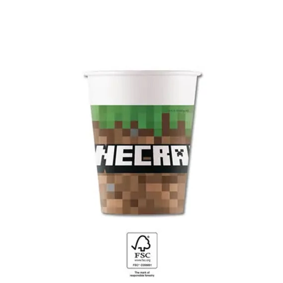 Minecraft Green papír pohár 8 db-os 200 ml FSC