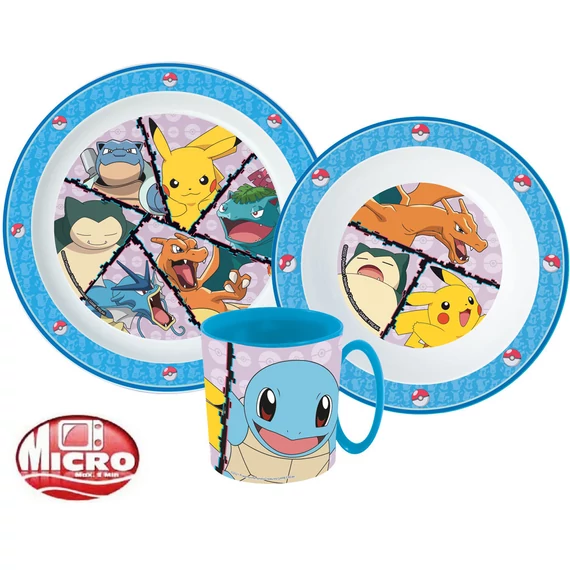 Pokémon Battle étkészlet, micro műanyag szett bögrével 265 ml