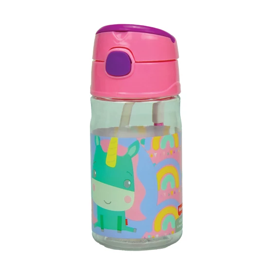 Fisher-Price Animals Unicorn Cute műanyag szívószálas kulacs akasztóval 350 ml