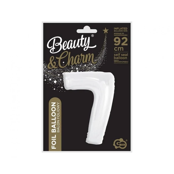 Fehér B&C White 7-es szám fólia lufi 92 cm
