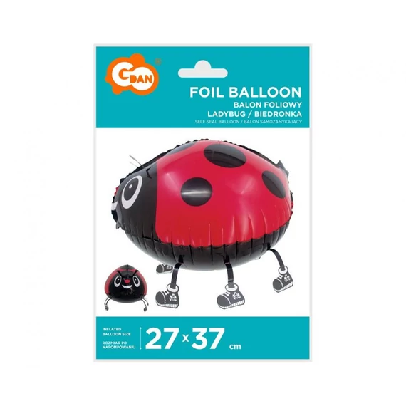 Katicabogár Red sétáló fólia lufi 37 cm