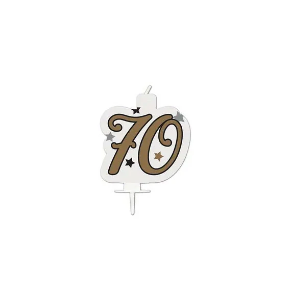 Happy Birthday Gold Milestone tortagyertya, számgyertya 70-es