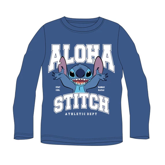 Disney Lilo és Stitch, A csillagkutya Athletic Blue gyerek hosszú póló, felső 7 év / 122 cm
