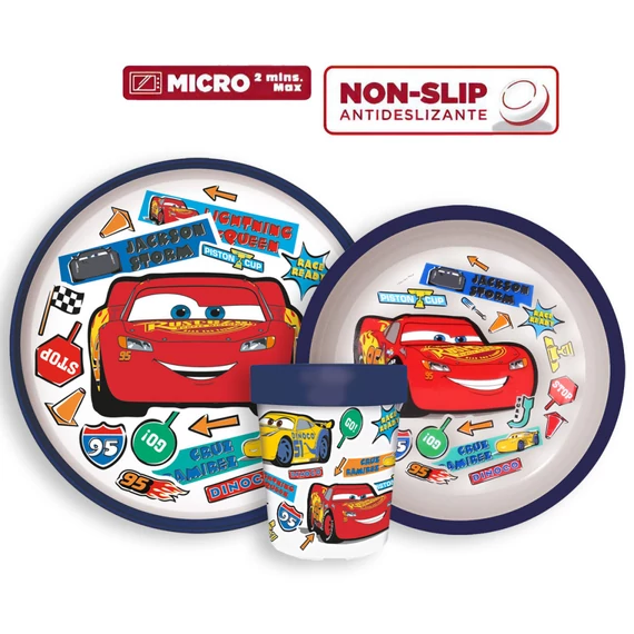 Disney Verdák Stickers Go csúszásmentes étkészlet, micro műanyag szett