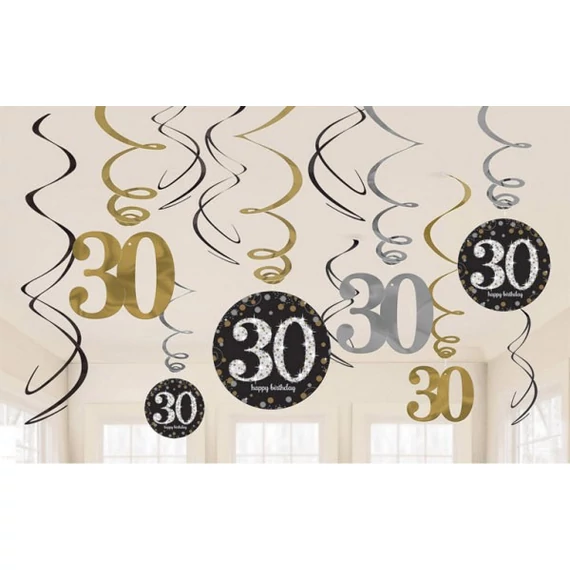 Happy Birthday Gold 30 Szalag dekoráció 12 db-os szett