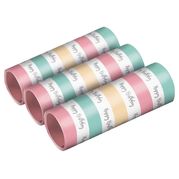 Happy Birthday Pastel szerpentin 3 db-os