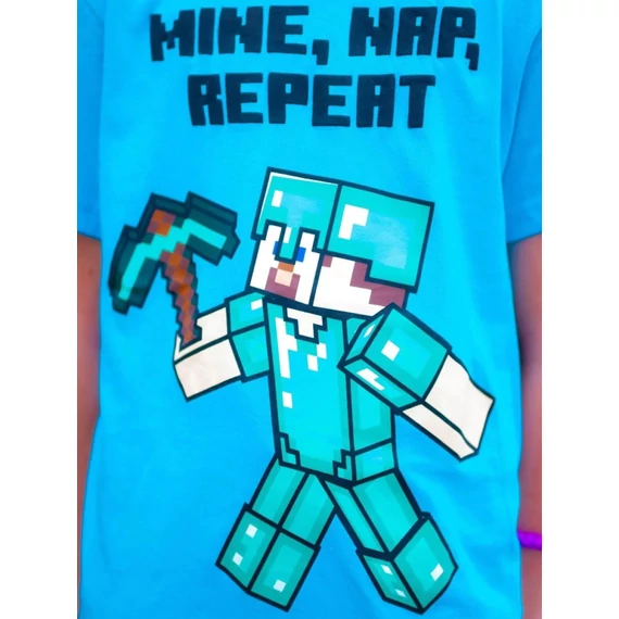 Minecraft Mine Nap Repeat gyerek rövid pizsama 12 év / 152 cm