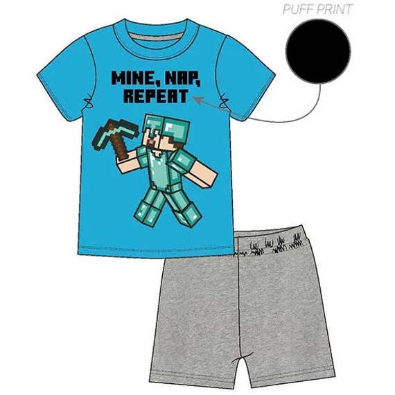 Minecraft Mine Nap Repeat gyerek rövid pizsama 12 év / 152 cm