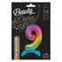 Színes Rainbow 9-es szám fólia lufi talppal 74 cm