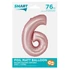 Rózsaszín 6-os Light Pink Mat szám fólia lufi 76 cm